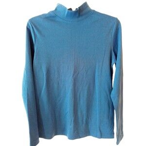 Ultra Softs Women's Shirt Top Blue Pull Over Mock Neck Long Sleeve Office NWOT